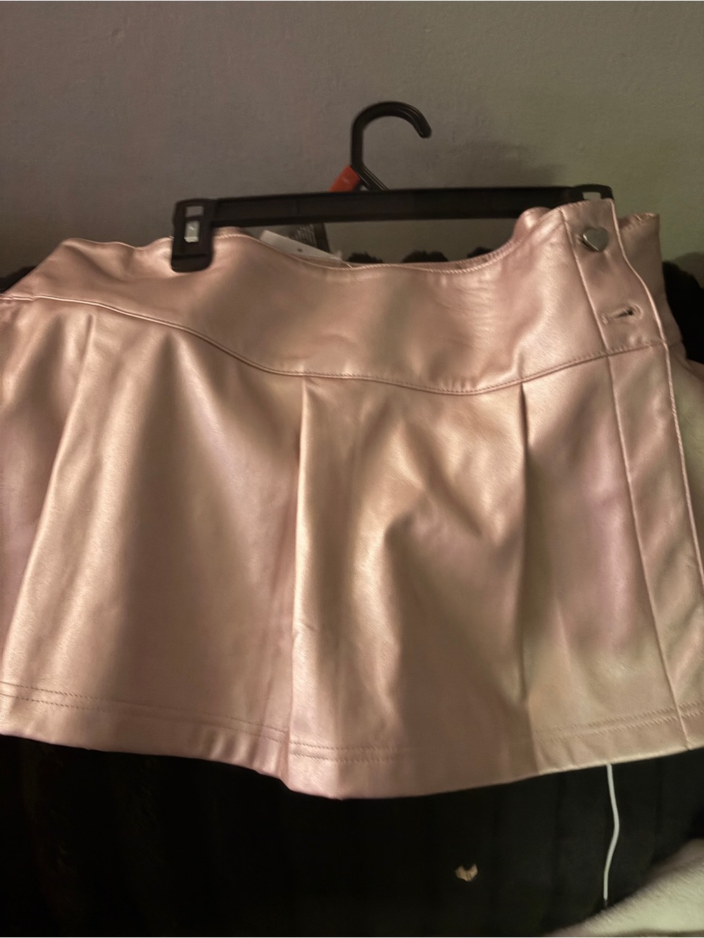 Faux Leather Pleated Mini Skirt - Blush Pink